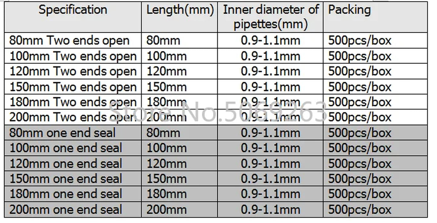 500Pcs/Box Lab Glass Melting Point Capillary Pipette Microcapillary Tube with Seal or No Seal End