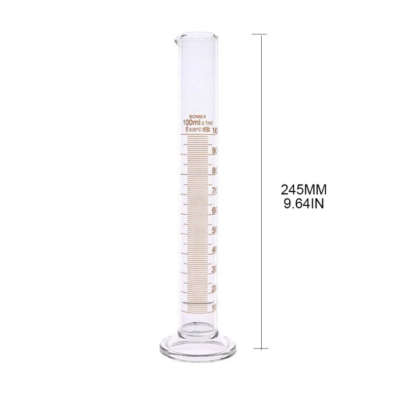 F2TE Thick Glass Graduated Measuring Cylinder 100 Ml Single Metric Scale Chemistry Lab Spout Measure
