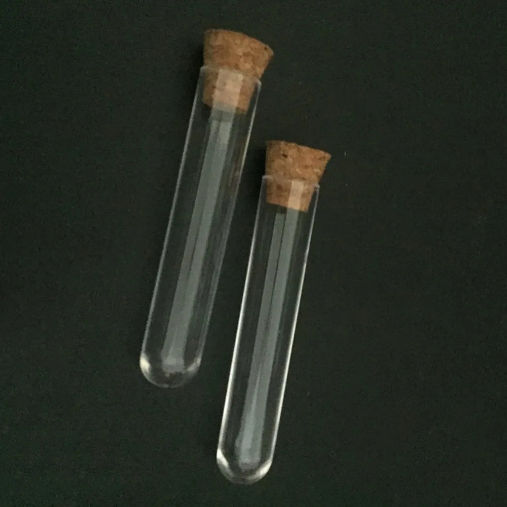 10Pcs/Lot 12X60Mm Transparent Plastic round Bottom Test Tube with Cork Stoppers Empty Scented Tea Tubes School Supplies