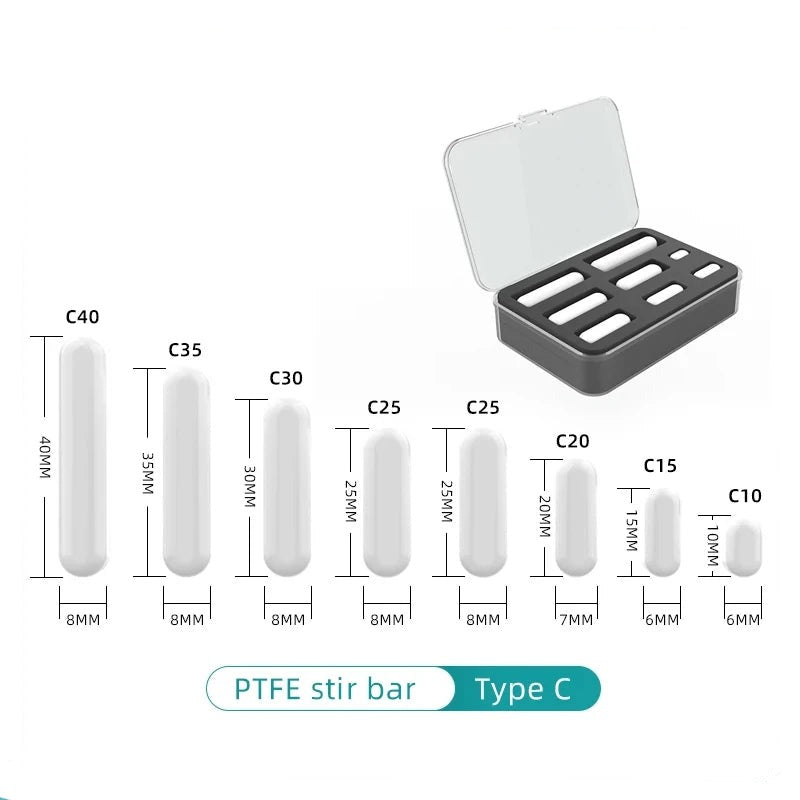 Magnetic Stirrer Bar Size 15Mm 20Mm 25Mm 28Mm 30Mm 35Mm 40Mm PTFE Magnetic Stirrer Mixer Stir Bars 10 Pcs Lab Supplies