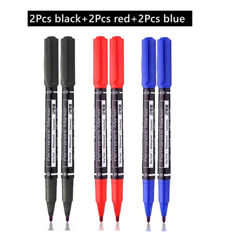 Twin Tip Permanent Marker Pen Set Fine Point Waterproof Ink 