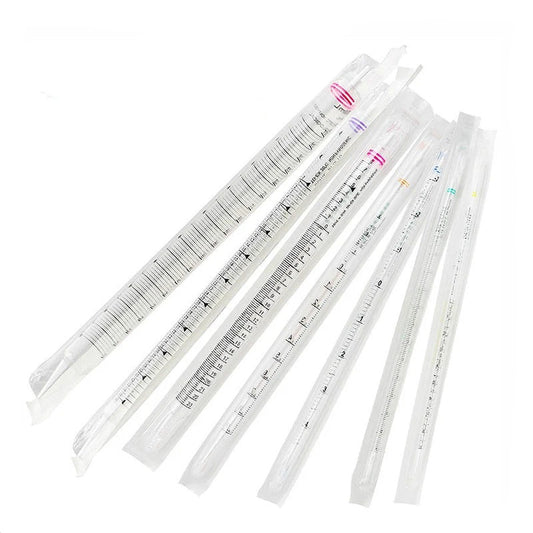 Serological Pipets Sterilized Plastic Scale Transfer Straw Serum Dropper 1/2/5/10/25/50/100Ml Non-Pyrogenic Individually Package