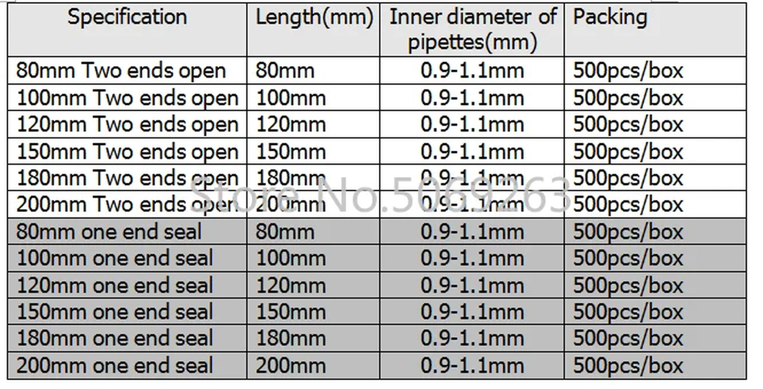 500Pcs/Box Lab Glass Melting Point Capillary Pipette Microcapillary Tube with Seal or No Seal End