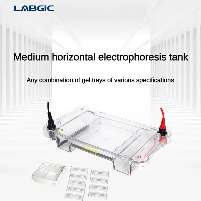 Mini/Mid-Size Horizontal Electrophoresis Tank for Rapid Agarose Gel Separation Electrophoresis of DNA and RNA Samples