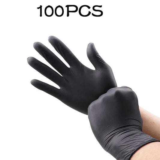 100Pack Housework Strong Black Disposable Nitrile Gloves PVC Latex Free Antistatic Garden Pet Care Tattoo Work Oil-Proof Gloves