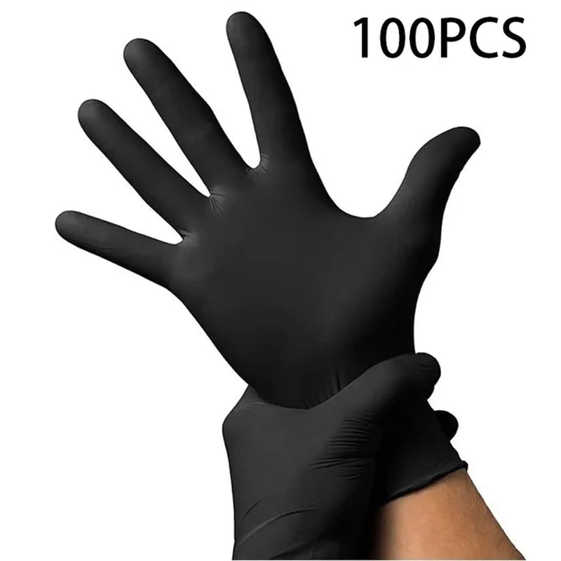 100Pack Housework Strong Black Disposable Nitrile Gloves PVC Latex Free Antistatic Garden Pet Care Tattoo Work Oil-Proof Gloves