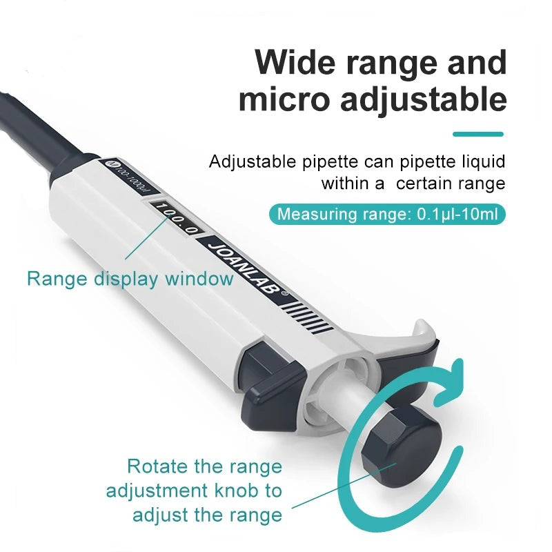 Micropipette Laboratory Automatic Pipette Digital Adjustable Plastic Pipette Chemistry Lab Equipment with Pipette Tips