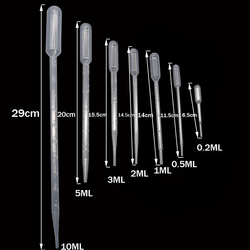 100PCS 0.2 /0.5 /1 /2 /3 /5 /10Ml Laboratory Pipette Plastic Disposable Graduated Container Liquid Dropper Equipment Straw