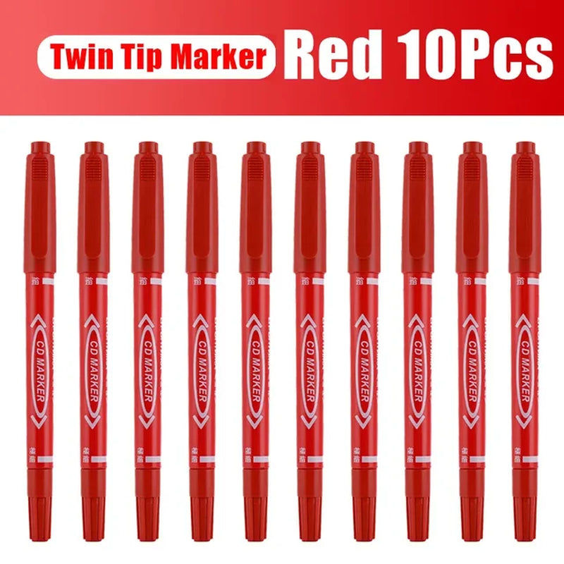 Twin Tip Permanent Marker Black/Blue/Red Oil Marker Pen