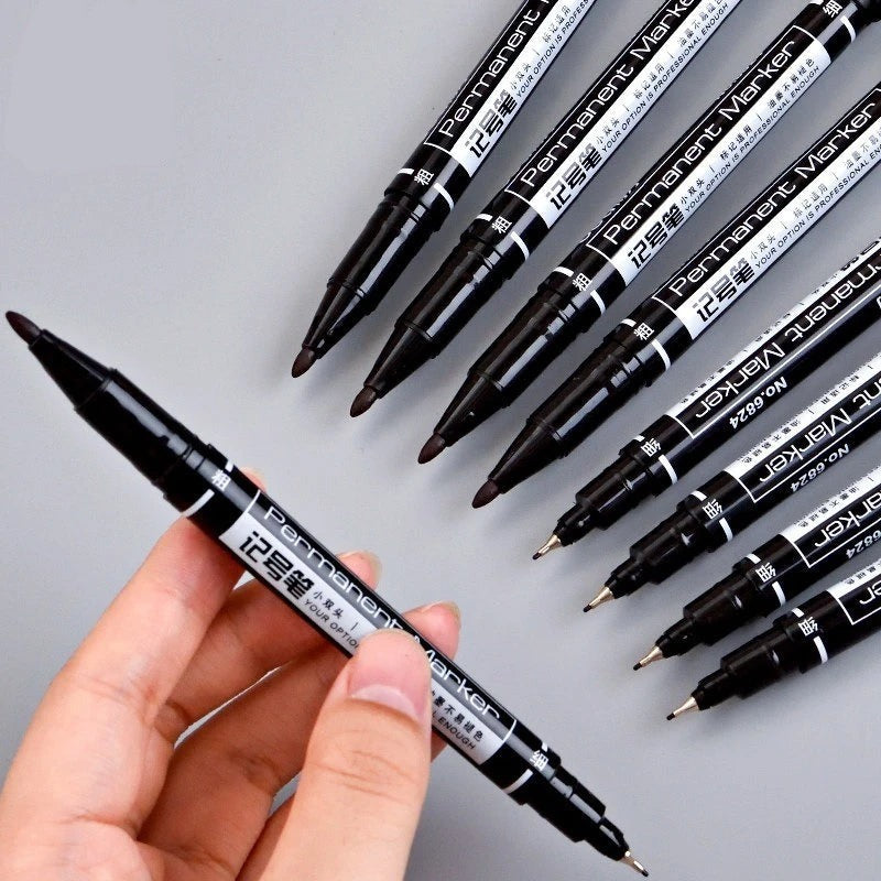 Twin Tip Permanent Marker Pen Set Fine Point Waterproof Ink 
