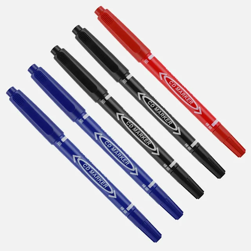 Twin Tip Permanent Marker Black/Blue/Red Oil Marker Pen