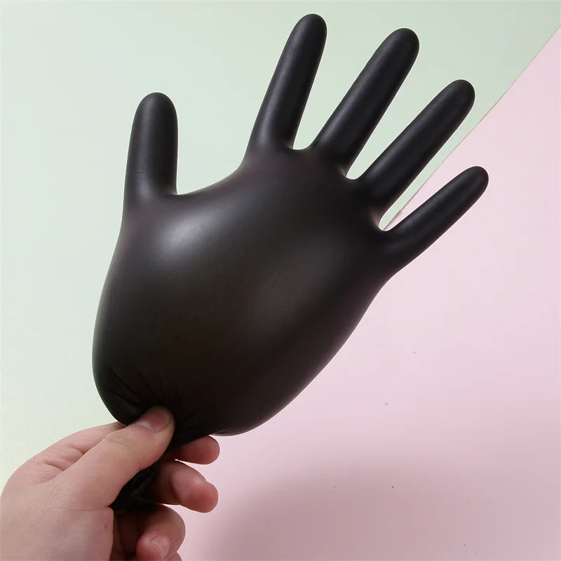 100Pack Housework Strong Black Disposable Nitrile Gloves PVC Latex Free Antistatic Garden Pet Care Tattoo Work Oil-Proof Gloves