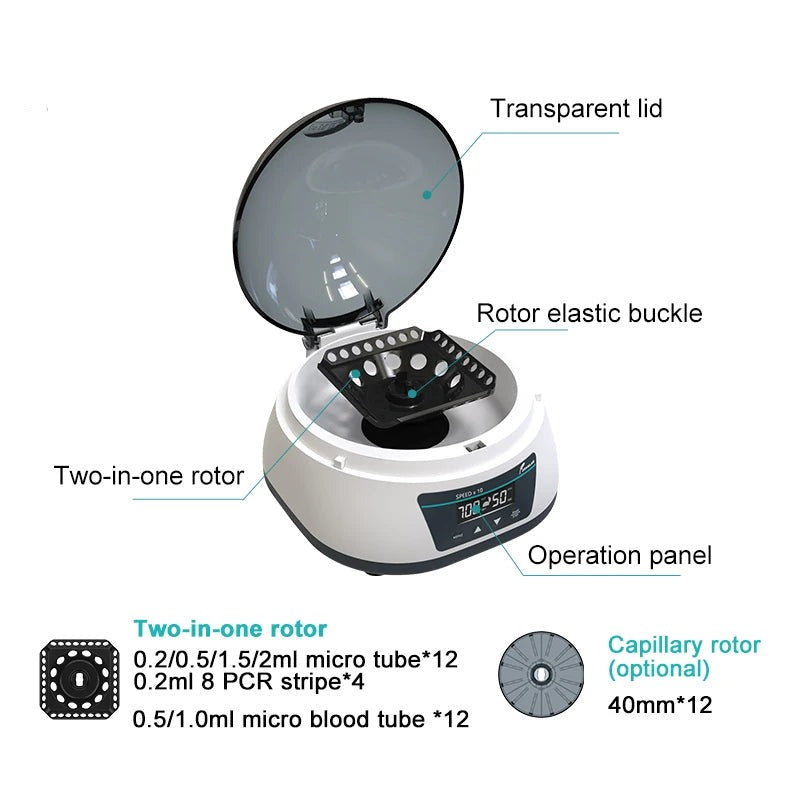 Pcr Centrifuge Machine Digital High-Speed Plasma Centrifuge Lab Microcentrifuge 4000Rpm 12000Rpm 0.2 - 2Ml Centrifuge Tube
