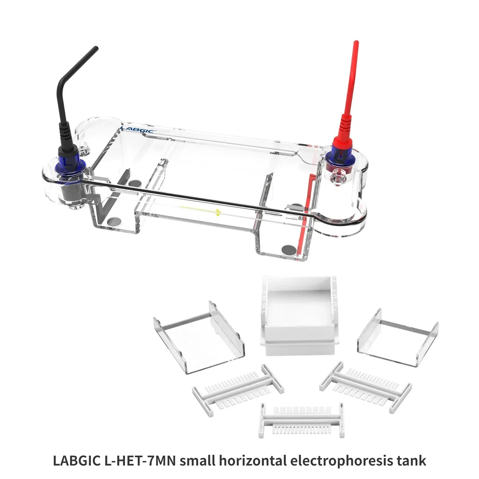 Mini/Mid-Size Horizontal Electrophoresis Tank for Rapid Agarose Gel Separation Electrophoresis of DNA and RNA Samples