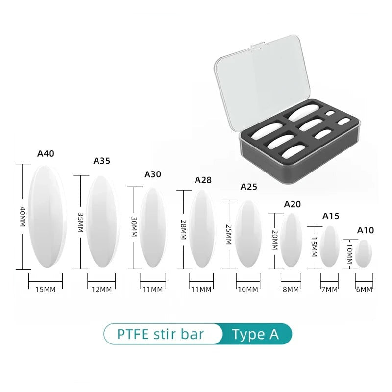 Magnetic Stirrer Bar Size 15Mm 20Mm 25Mm 28Mm 30Mm 35Mm 40Mm PTFE Magnetic Stirrer Mixer Stir Bars 10 Pcs Lab Supplies