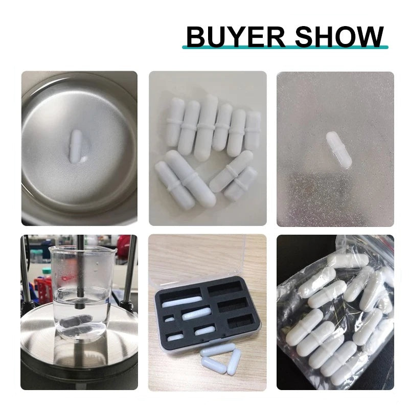Magnetic Stirrer Bar Size 15Mm 20Mm 25Mm 28Mm 30Mm 35Mm 40Mm PTFE Magnetic Stirrer Mixer Stir Bars 10 Pcs Lab Supplies