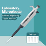 Micropipette Laboratory Automatic Pipette Digital Adjustable Plastic Pipette Chemistry Lab Equipment with Pipette Tips