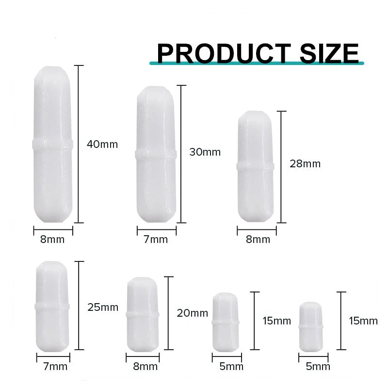 Magnetic Stirrer Bar Size 15Mm 20Mm 25Mm 28Mm 30Mm 35Mm 40Mm PTFE Magnetic Stirrer Mixer Stir Bars 10 Pcs Lab Supplies