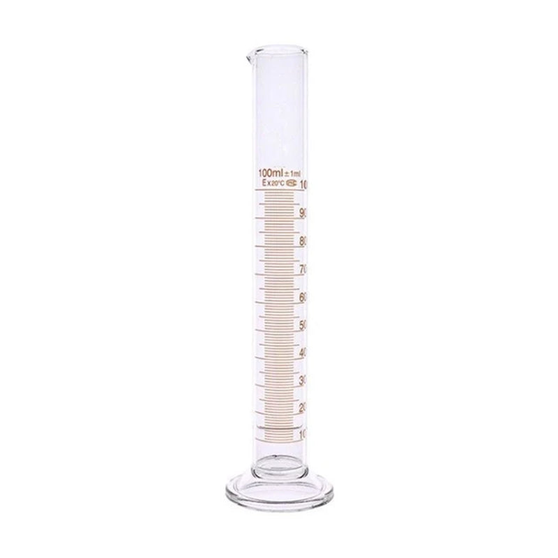 F2TE Thick Glass Graduated Measuring Cylinder 100 Ml Single Metric Scale Chemistry Lab Spout Measure