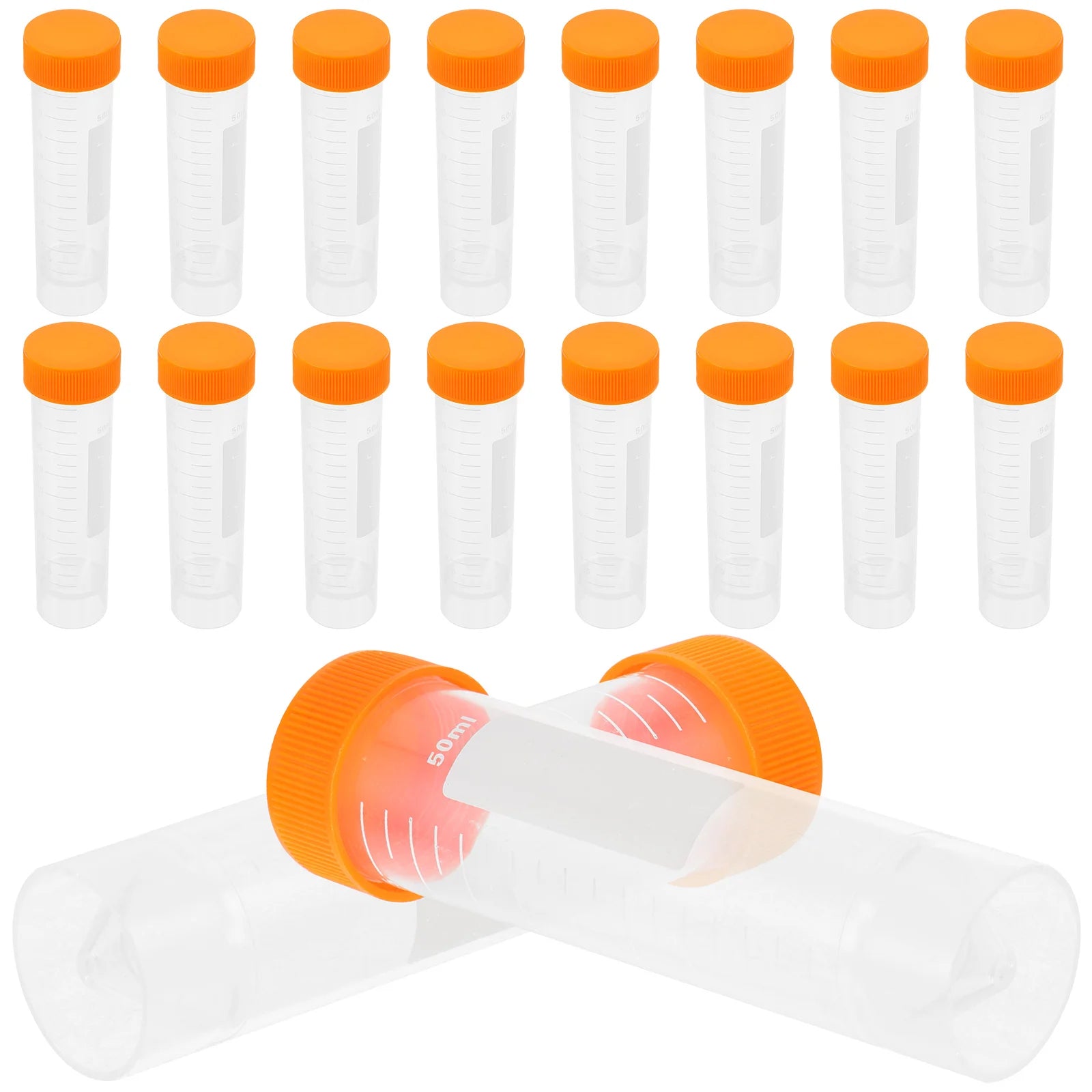 50 Pcs Plastic Conical Tube 50Ml Falcon Tubes Test Cryovials Flat Bottom Centrifuge Screw Cap