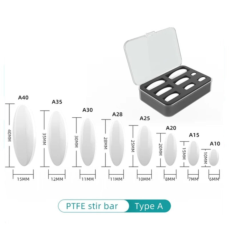 Magnetic Stirrer Bar Size 15Mm 20Mm 25Mm 28Mm 30Mm 35Mm 40Mm PTFE Magnetic Stirrer Mixer Stir Bars 10 Pcs Lab Supplies