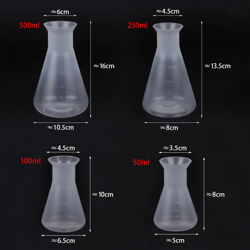 50/100/250/500Ml Plastic Erlenmeyer Flask Narrow Neck Conical Triangle Flask Chemistry Laboratory Analysis Instrument