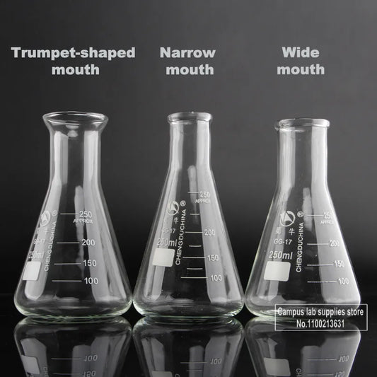 1Piece 50Ml/100Ml/150Ml/200Ml/250Ml/300Ml/500Ml/1000Ml Borosilicate Glass Conical Erlenmeyer Flask for Lab Chemical Equipment