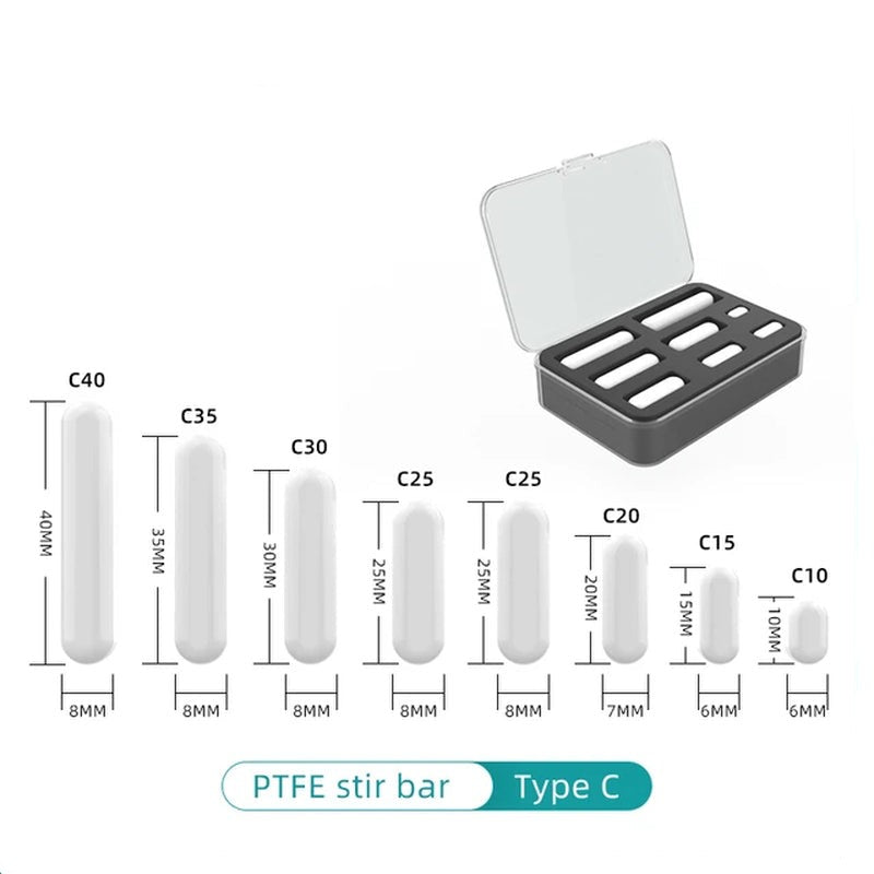 Magnetic Stirrer Bar Size 15Mm 20Mm 25Mm 28Mm 30Mm 35Mm 40Mm PTFE Magnetic Stirrer Mixer Stir Bars 10 Pcs Lab Supplies