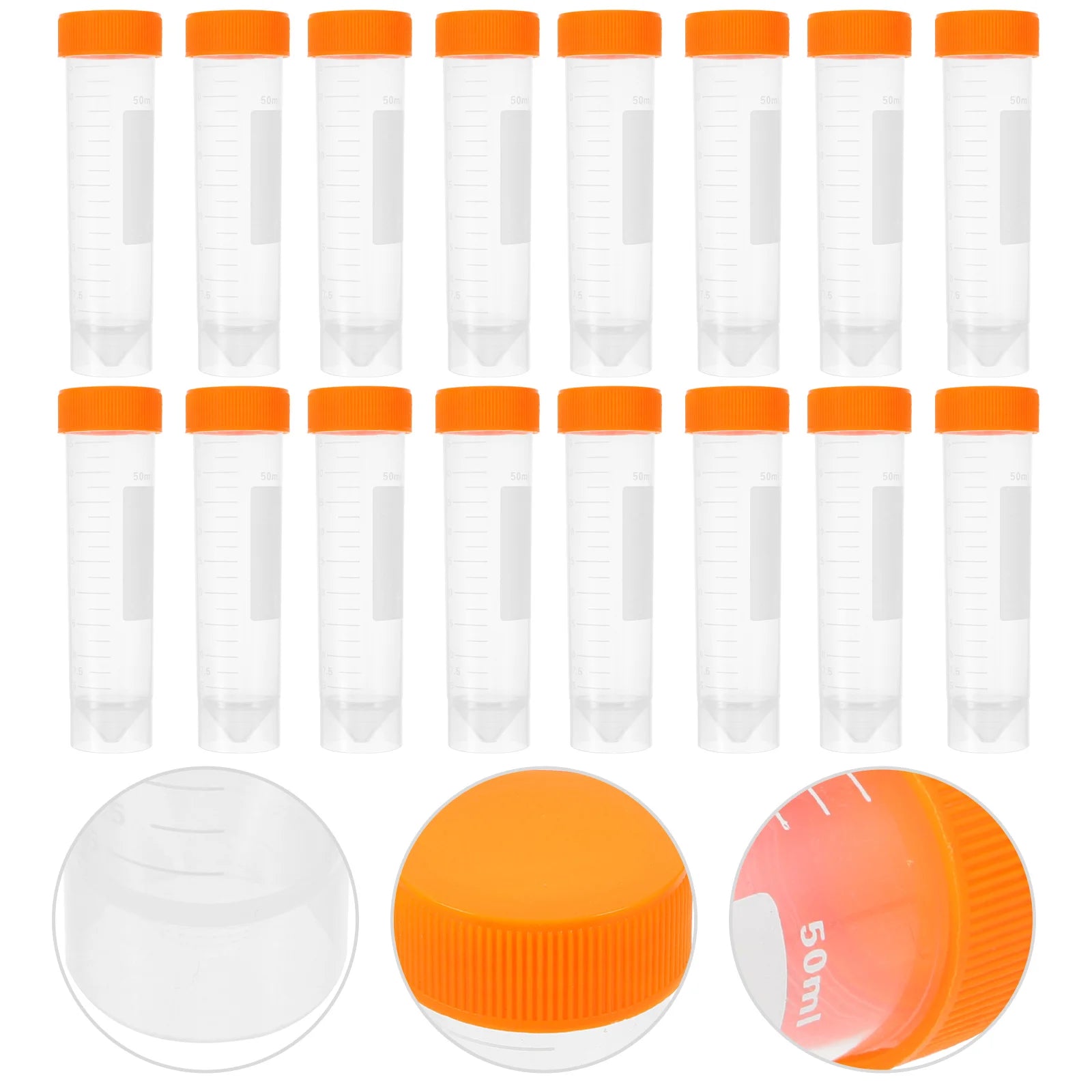 50 Pcs Plastic Conical Tube 50Ml Falcon Tubes Test Cryovials Flat Bottom Centrifuge Screw Cap