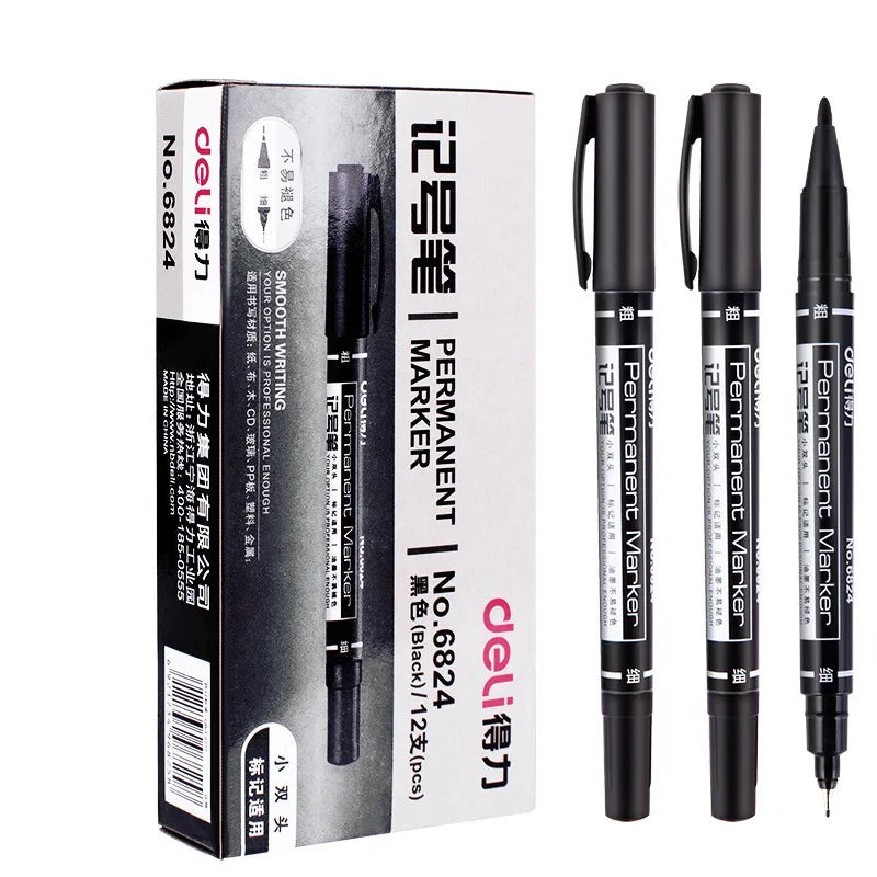 Twin Tip Permanent Marker Pen Set Fine Point Waterproof Ink 