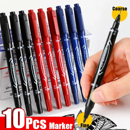 Twin Tip Permanent Marker Black/Blue/Red Oil Marker Pen