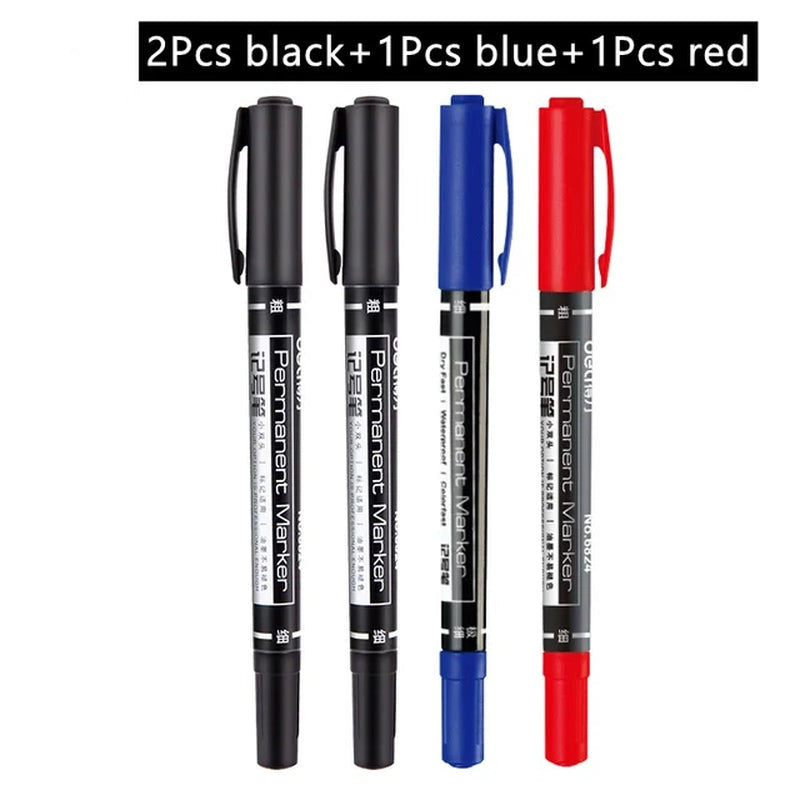 Twin Tip Permanent Marker Pen Set Fine Point Waterproof Ink 