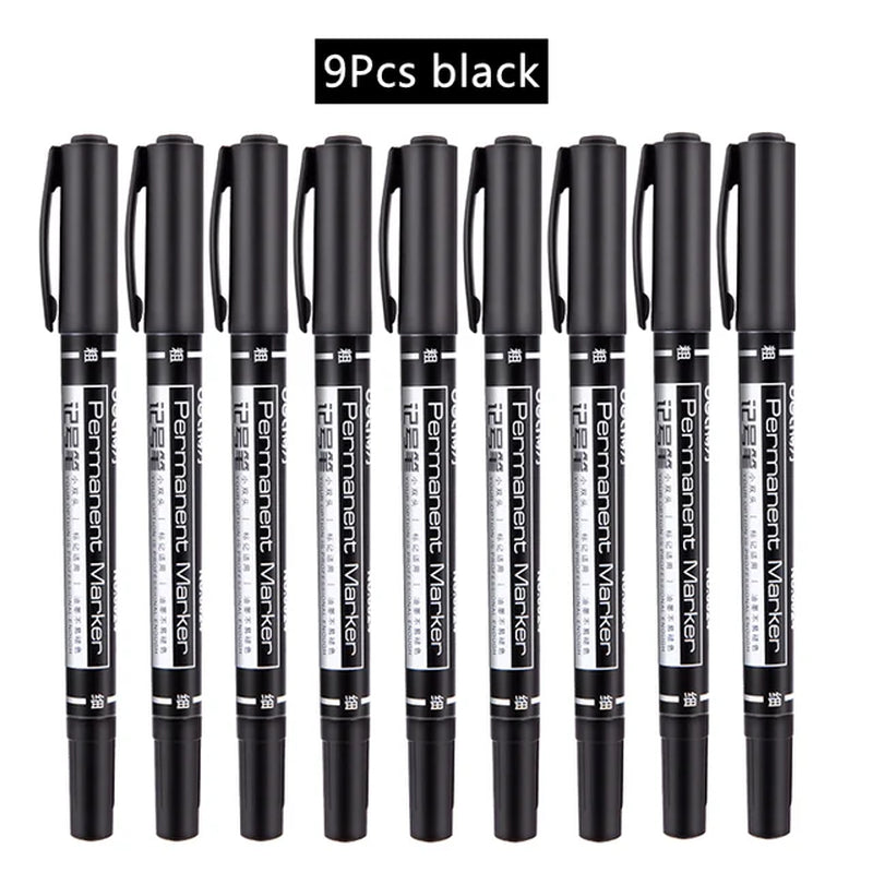 Twin Tip Permanent Marker Pen Set Fine Point Waterproof Ink 
