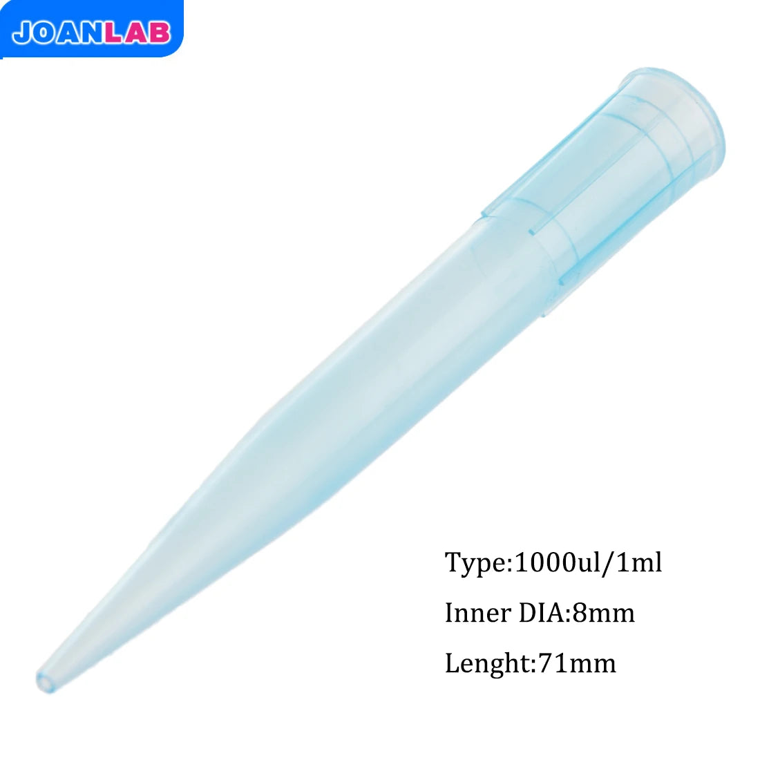 JOANLAB Laboratory Blue Transparent 1000UL 1Ml Lab Liquid Pipette Pipettor Tips 500Pcs/Bag