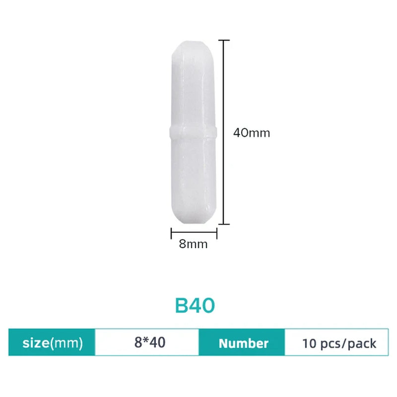 Magnetic Stirrer Bar Size 15Mm 20Mm 25Mm 28Mm 30Mm 35Mm 40Mm PTFE Magnetic Stirrer Mixer Stir Bars 10 Pcs Lab Supplies