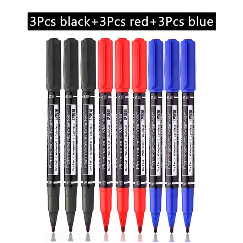 Twin Tip Permanent Marker Pen Set Fine Point Waterproof Ink 